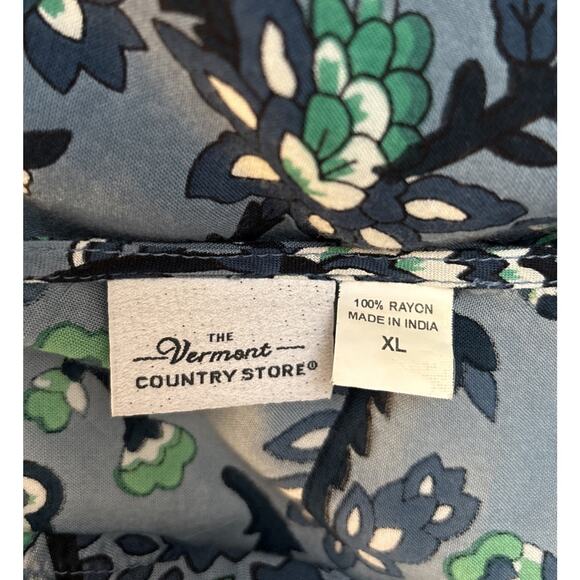 Vermont Country Store Floral Tunic Women's XL Blue Green Peasant Top Boho Artsy - Picture 9 of 10